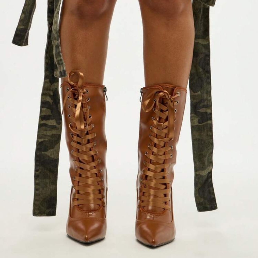 Brown Lace-Up Women's Boots